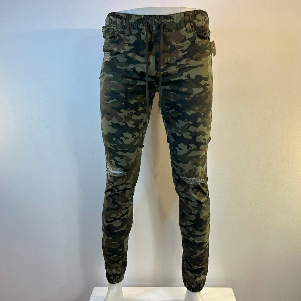 Camo Print Men's Jogger Sweatpants - Green Camouflage